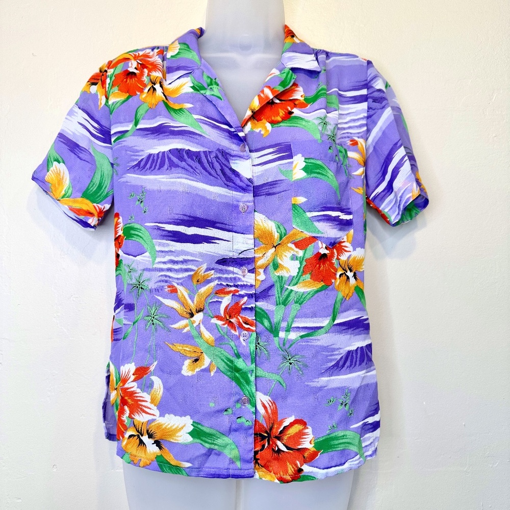 Campus Casuals VTG Hawaii Print Semi Sheer Button Front Tropical Hawaiian Shirt - Picture 2 of 12